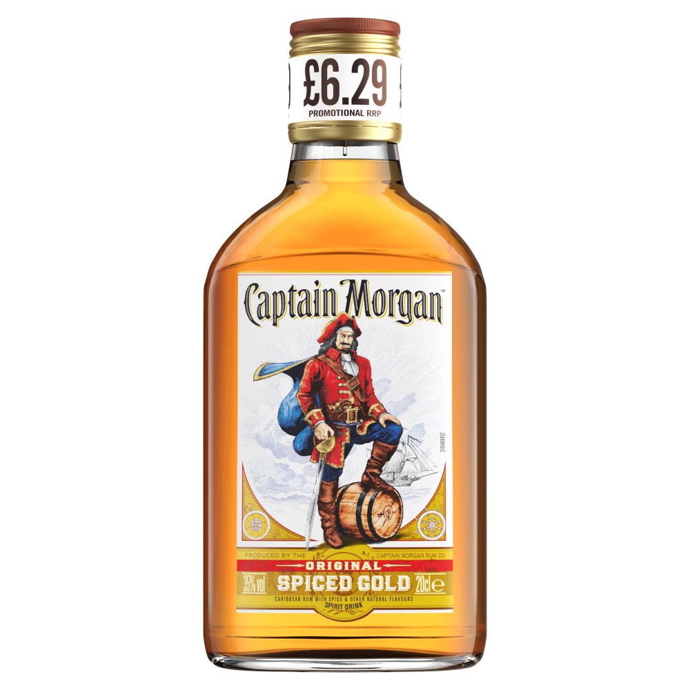 Captain Morgan Original Spiced Gold Rum Based Spirit Drink 35% vol 20cl £6.29 PMP 08x06   20Cl × 48