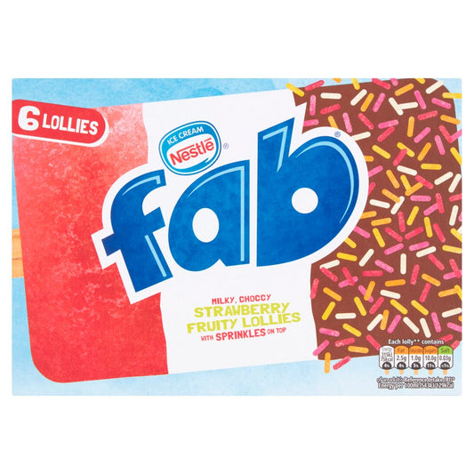 Fab Strawberry Ice Lollies 6x58ml   6pk × 1