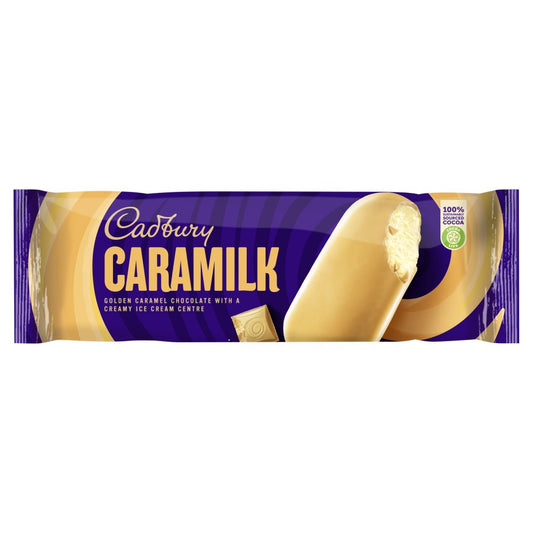 Cadbury Caramilk Golden Caramel Chocolate with a Creamy Ice Cream Centre 90ml   90ml × 24 × 1