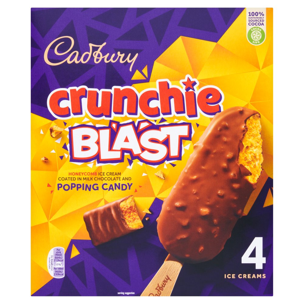 Cadbury Crunchie Blast Ice Cream 4 x 90ml (360ml)   4pk × 1