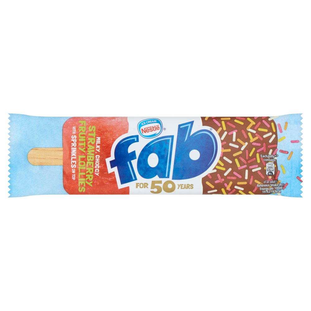 Fab Strawberry Fruity Lollies 58ml   58ml × 32 × 1