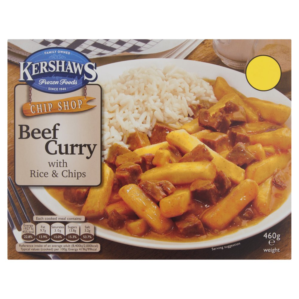 Kershaws Chip Shop Beef Curry with Rice & Chips 460g   460g × 12