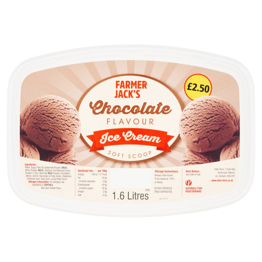 Farmer Jack's Chocolate Flavour Ice Cream 1.6 Litres   1.6Ltr × 1