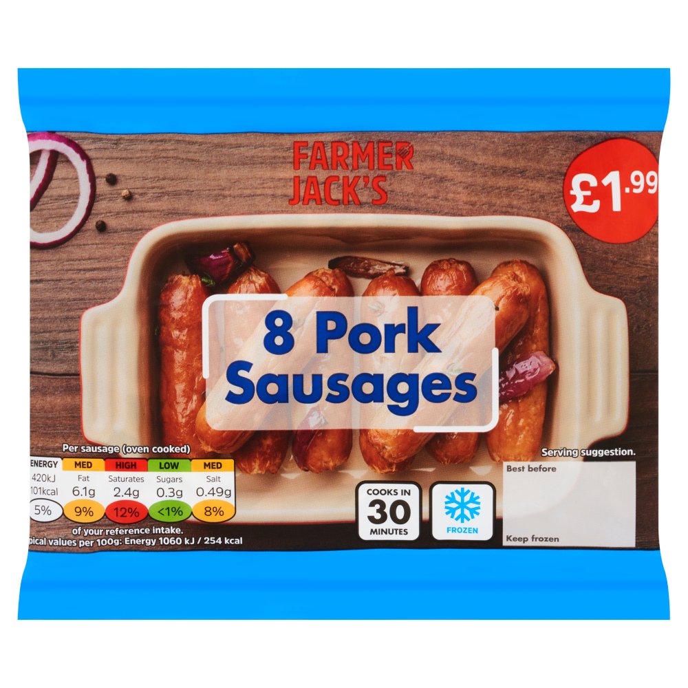 Farmer Jack's 8 Pork Sausages 360g   360g × 1