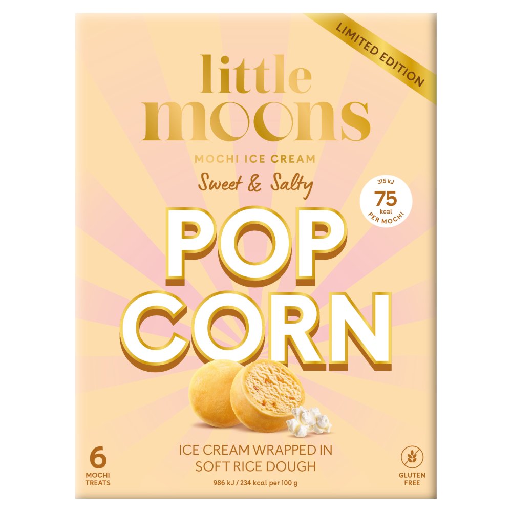 Little Moons Limited Edition Mochi Ice Cream Sweet & Salty Popcorn 6 x 32g (192g)   6pk × 1 Ice Cream Asetena Pa 