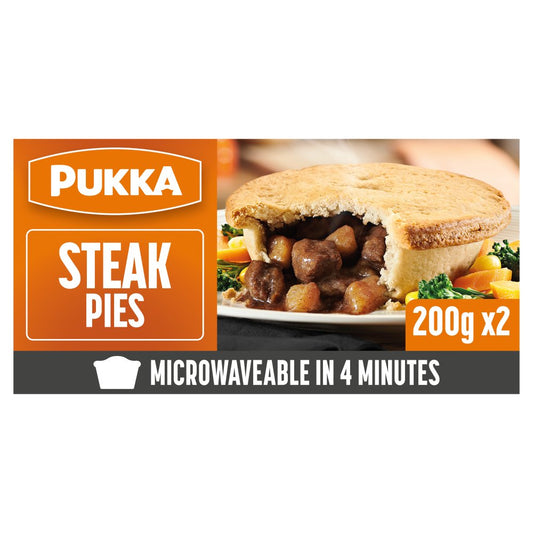 Pukka 2 Steak Microwaveable Shortcrust Pies   2pk × 1