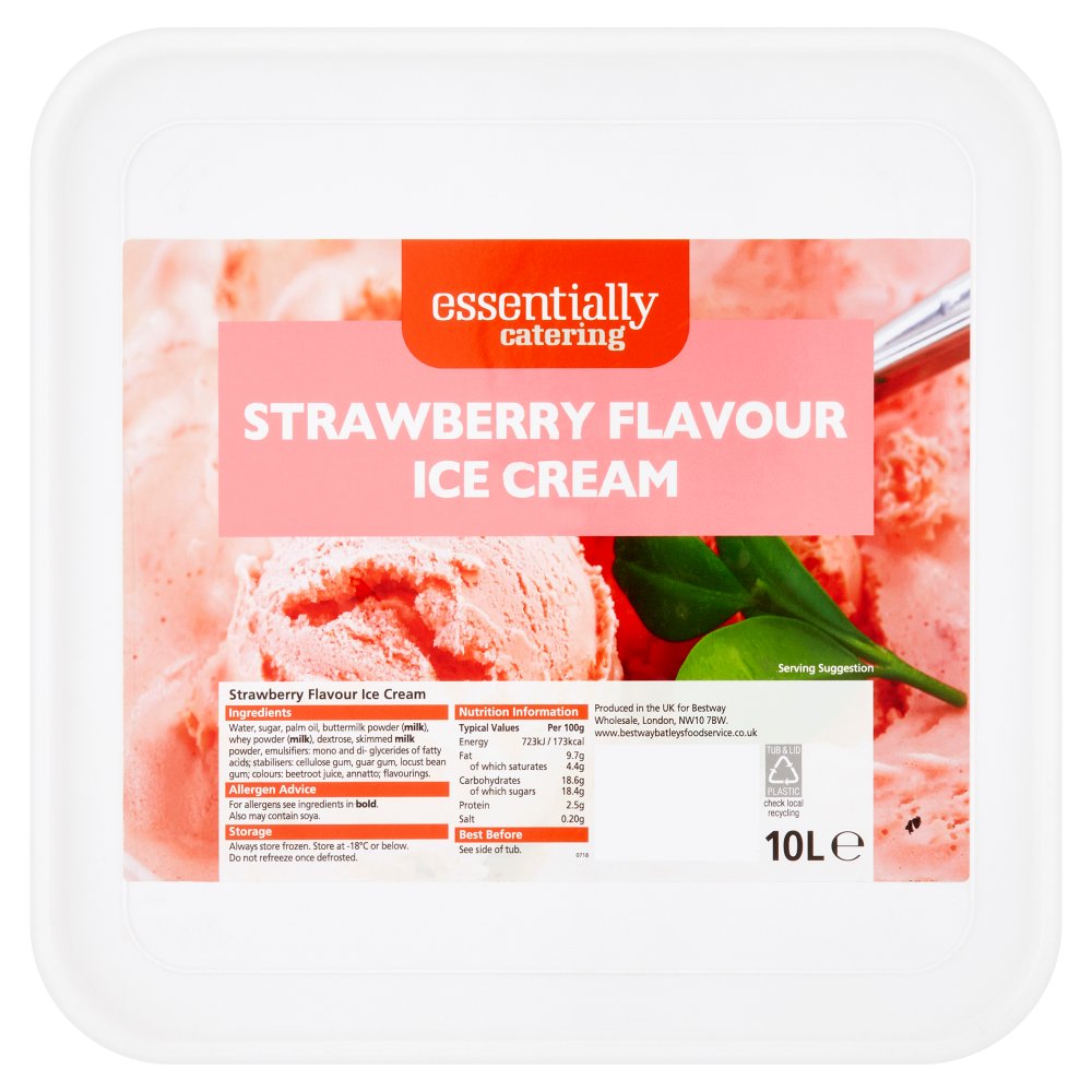 Essentially Catering Strawberry Flavour Ice Cream 10L   10Ltr × 2