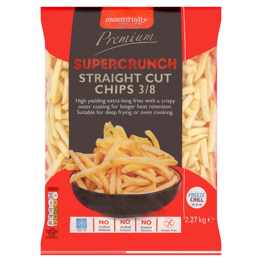 Essentially Catering Premium Supercrunch Straight Cut Chips 3/8 2.27kg   2.27g × 4