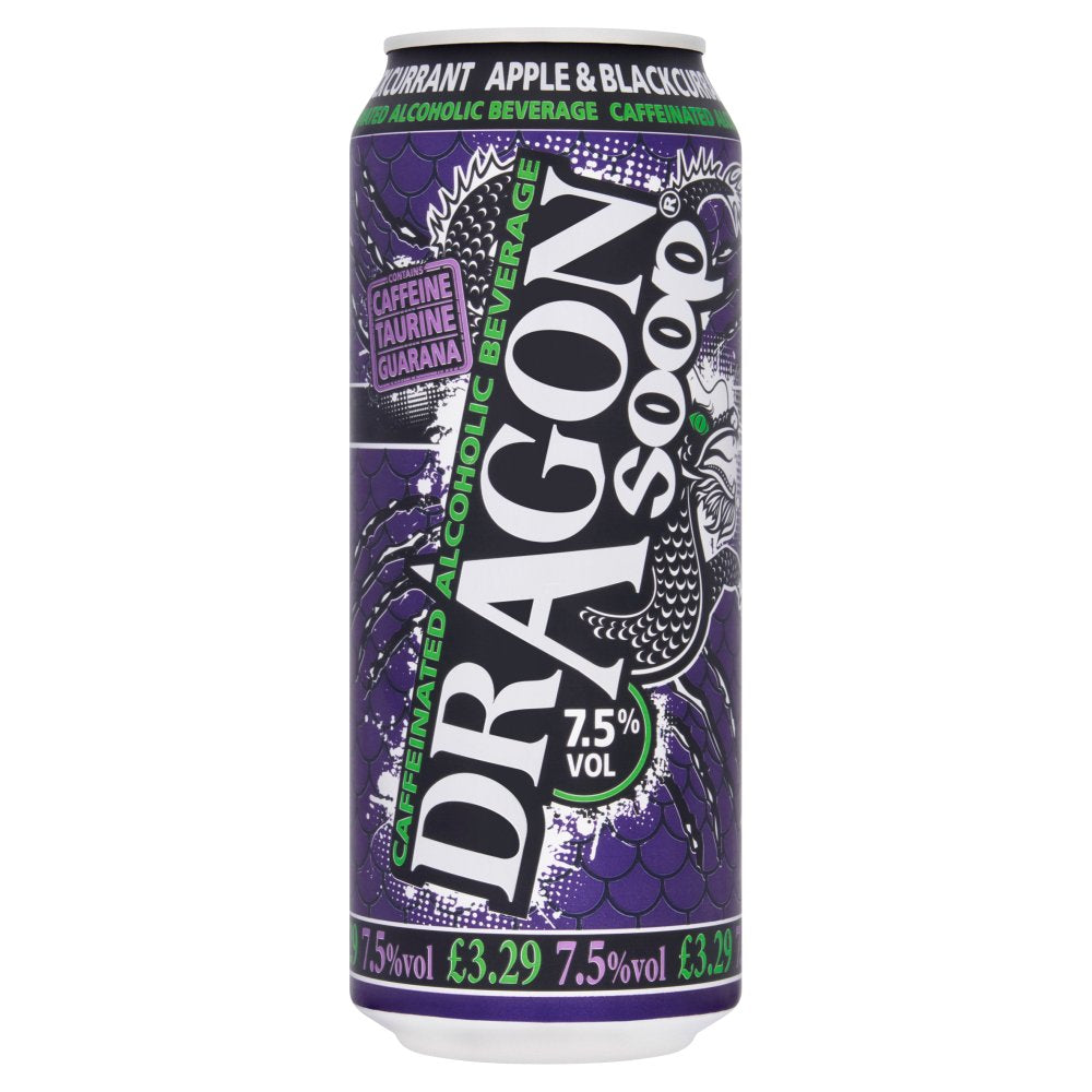 Dragon Soop Caffeinated Alcoholic Beverage Apple & Blackcurrant 500ml   500ml × 8 × 1