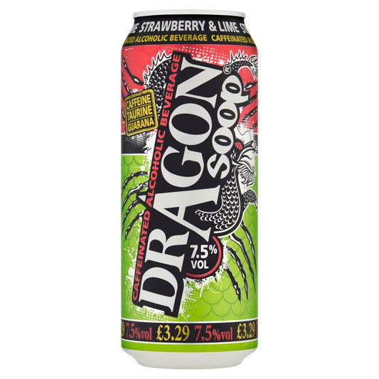 Dragon Soop Caffeinated Alcoholic Beverage Strawberry & Lime 500ml   500ml × 8 × 1