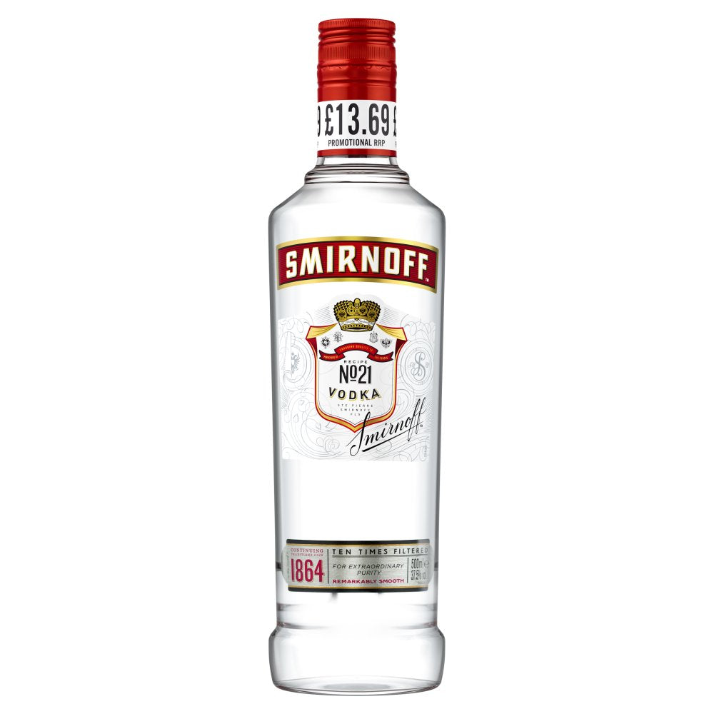 Smirnoff No.21 Vodka 37.5% vol 50cl Bottle PMP £13.69   50Cl × 6