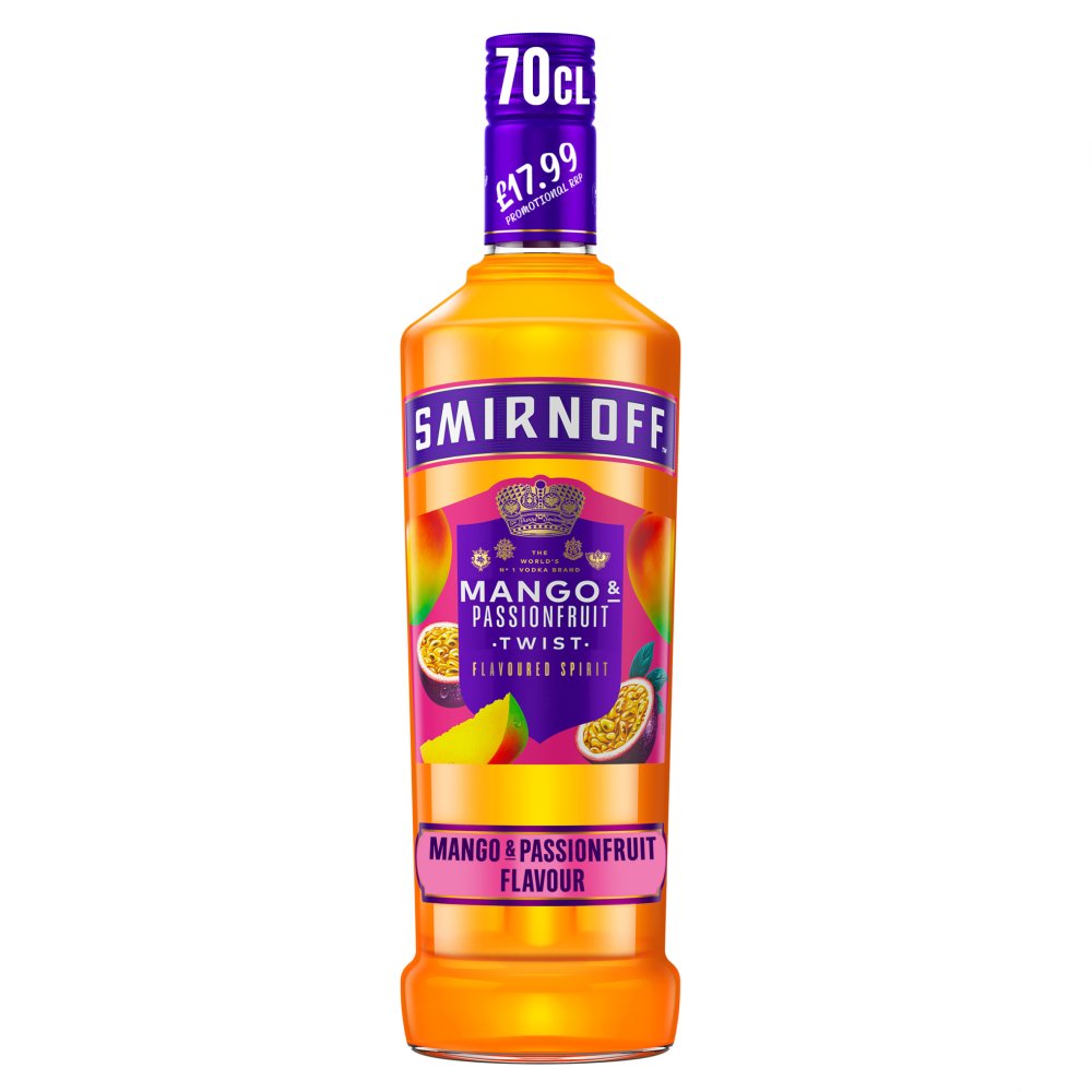 Smirnoff Mango & Passionfruit Twist Vodka Based Flavoured Spirit Drink 35% 70cl PMP £17.99   70Cl × 6