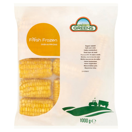 Greens Fresh Frozen Super Sweet Half Corn Cobs 1000g   1Kg × 10