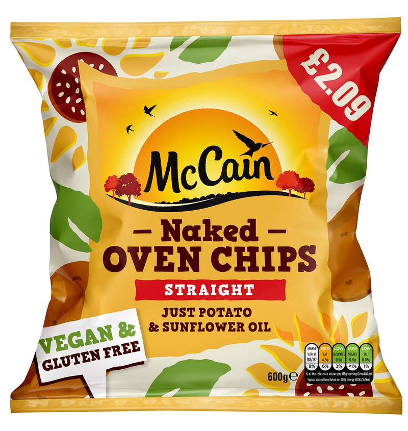 PM 2.09 McCains Naked Oven Chip UNIT 8x600g . Packed 2 units to a case.
Unit Weight: 10.01 Kilos.