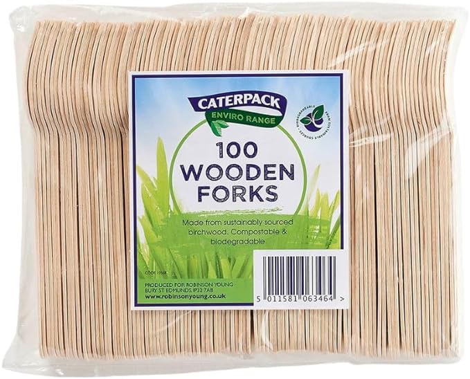Caterpack Enviro Wooden Forks  1x6.25"