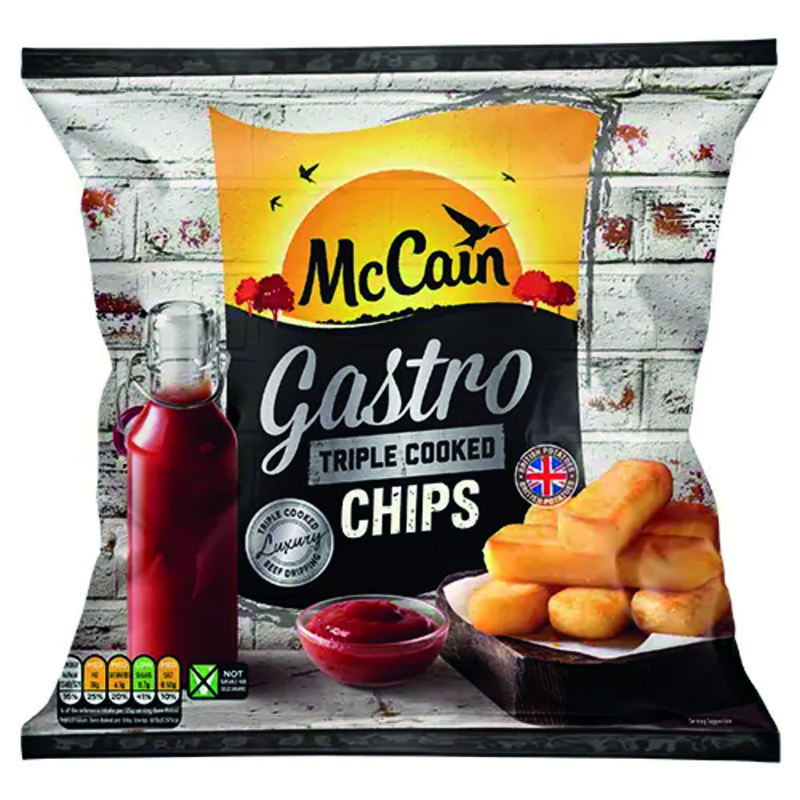 PM 2.99 McCain Gastro Chip UNIT 8x600g . Packed 2 units to a case.
Unit Weight: 7.50 Kilos.