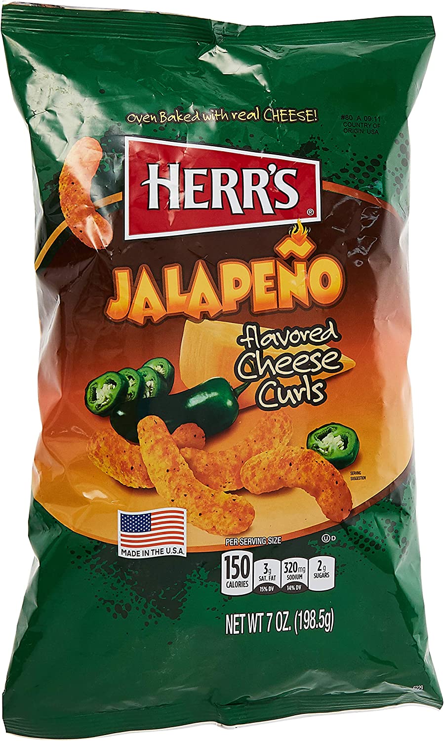 Herrs Jalapeno Cheese Curls 198g Box of 6