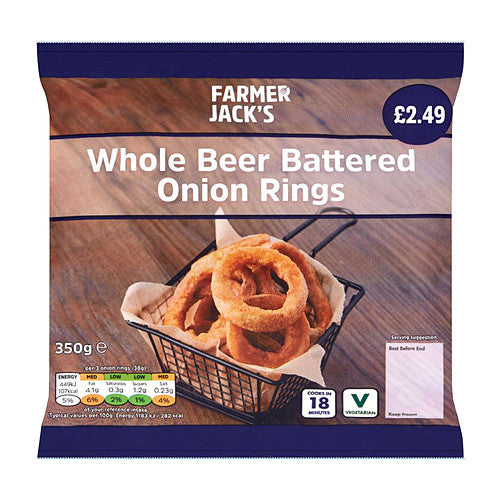 Farmer Jack's Whole Beer Battered Onion Rings 350g   350g × 1