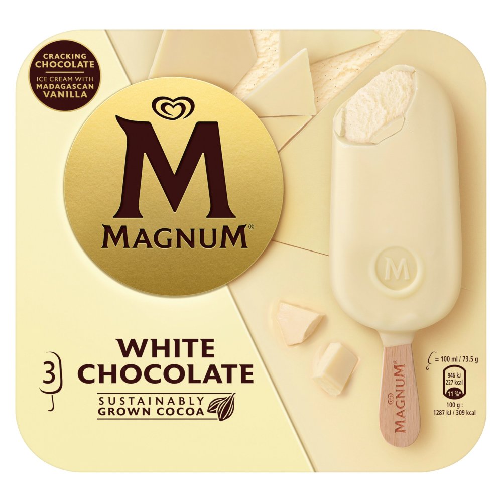 Magnum Ice Cream Sticks White Chocolate 3 x 100 ml    3pk × 10