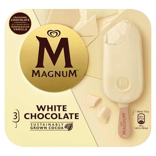 Magnum Ice Cream Sticks White Chocolate 3 x 100 ml    3pk × 10