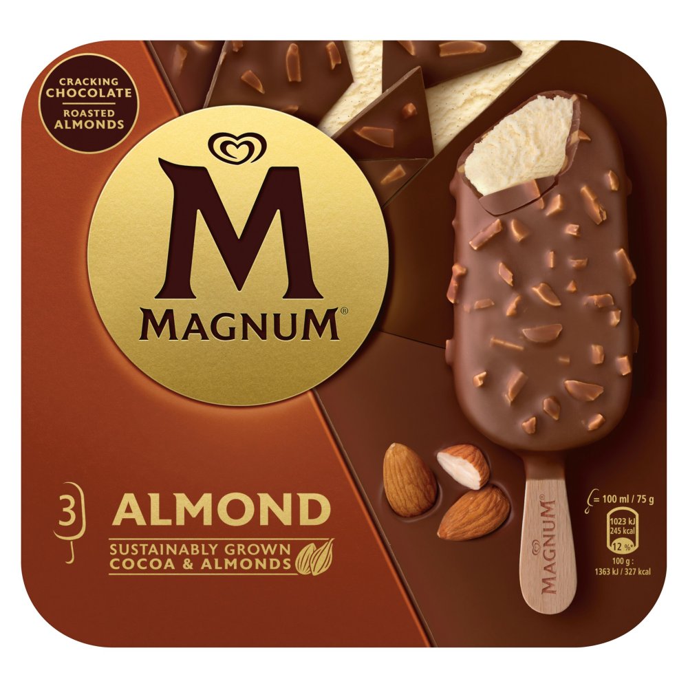 Magnum Ice Cream Sticks Almond 3x 100 ml    3pk × 10