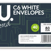 C White Envelopes  1x40pk