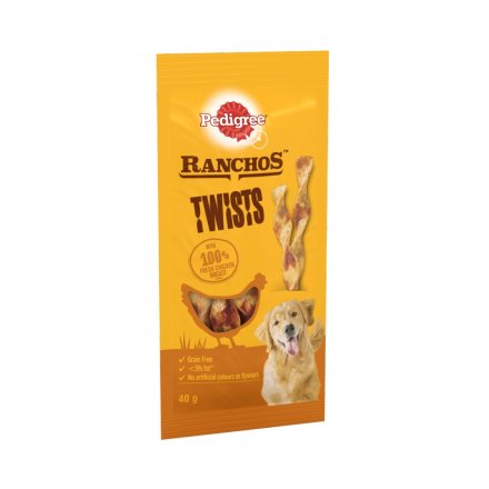 Pedigree Ranchos Twist Dog Treats Chicken  12x40g
