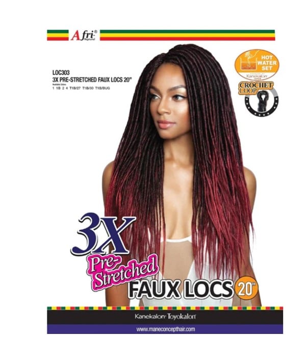 AFRI NAPTURAL 3X SYNTHETIC PRE STRETCHED FAUX LOCS 14 Inches Color 2 Hair for Braid Extensions Asetena Pa 