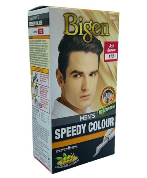 BIGEN HAIR MENS SPEEDY COLOUR ASH BROWN 113 Pack of 12 Men Hair Dye Asetena Pa 
