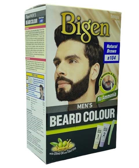 MENS BEARD COLOUR NATURAL BROWN B104 pack of 3 Men Hair Dye Asetena Pa 