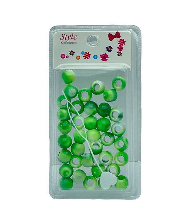 STYLE COLLECTION HAIR BEADS WHITE AND GREEN BD009D Hair Accessories Asetena Pa 