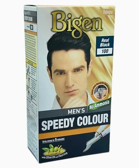 BIGEN HAIR MENS SPEEDY COLOUR REAL BLACK 100 Pack of 12 Men Hair Dye Asetena Pa 