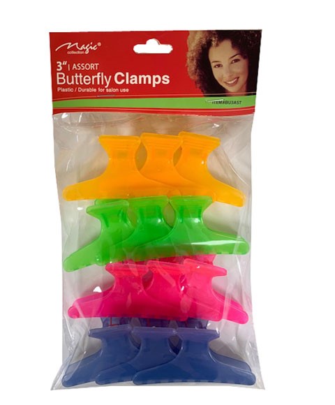 MAGIC COLLECTION BUTTERFLY CLAMPS BU3AST 3'' Color Assorted Kids Hair Accessories Asetena Pa 