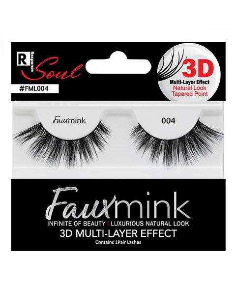 RESPONSE SOUL FAUX MINK 3D EFFECT EYELASH 004  Color Black Eye Makeup Asetena Pa 