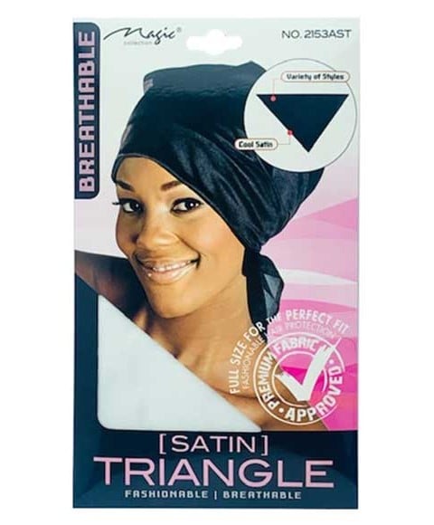 MAGIC COLLECTION BREATHABLE SATIN TRIANGLE 2153  Color Black Durags and Caps Asetena Pa 