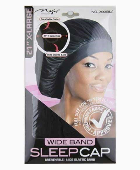 MAGIC COLLECTION WIDE BAND SLEEP CAP 2193BLA Durags and Caps Asetena Pa 