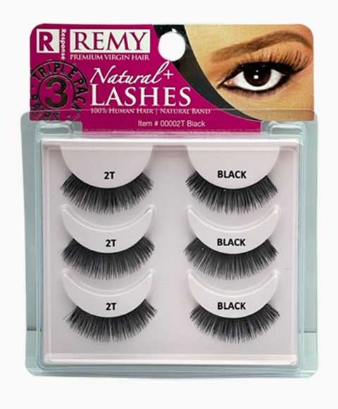 RESPONSE REMY NATURAL PLUS LASHES 2T BLACK Triple Pack Eye Makeup Asetena Pa 