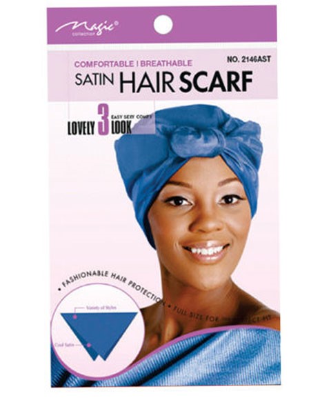 MAGIC COLLECTION SATIN HAIR SCARF 2146AST Durags and Caps Asetena Pa 