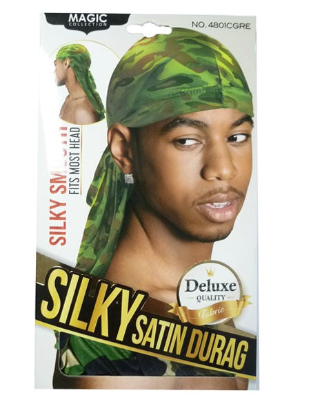 MAGIC COLLECTION SILKY SATIN DURAG 4801CGRE  Color Camo Green Durags and Caps Asetena Pa 