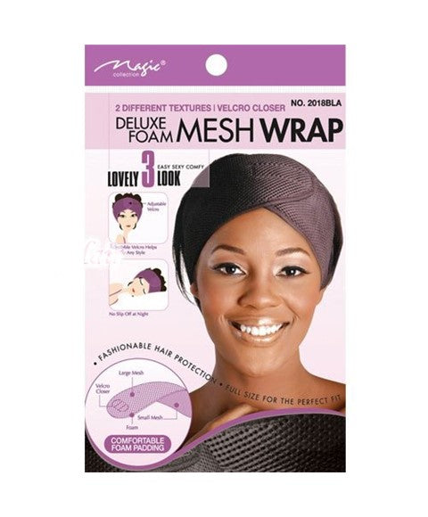 DELUXE FOAM MESH WRAP 2018BLA  Color Black Durags and Caps Asetena Pa 