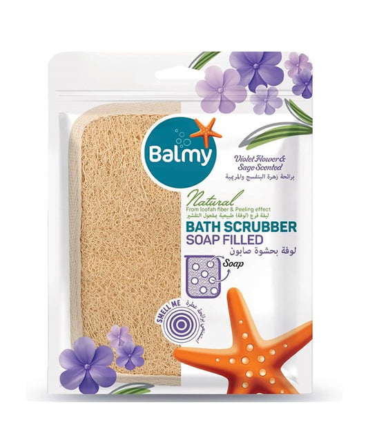 BATH SCRUBBER VIOLET FLOWER AND SAGE SCENTED SOAP FILLED Skin Wash Asetena Pa 