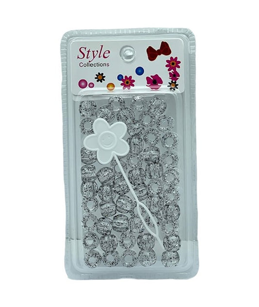 STYLE COLLECTION HAIR BEADS BD017 SILVER SPARKLE Kids Hair Accessories Asetena Pa 