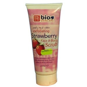 BIO SKINCARE EXFOLIATING STRAWBERRY FACE AND BODY SCRUB 200 ml Skin Wash Asetena Pa 