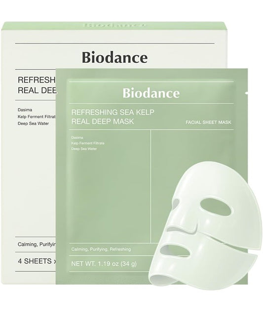 REFRESHING SEA KELP REAL DEEP MASK 4 Sheets x 1.19 oz Korean Skincare Asetena Pa 