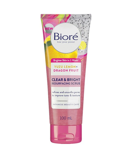 YUZU LEMON AND DRAGON FRUIT CLEAR BRIGHT RESURFACING SCRUB 100 ml Skin Wash Asetena Pa 