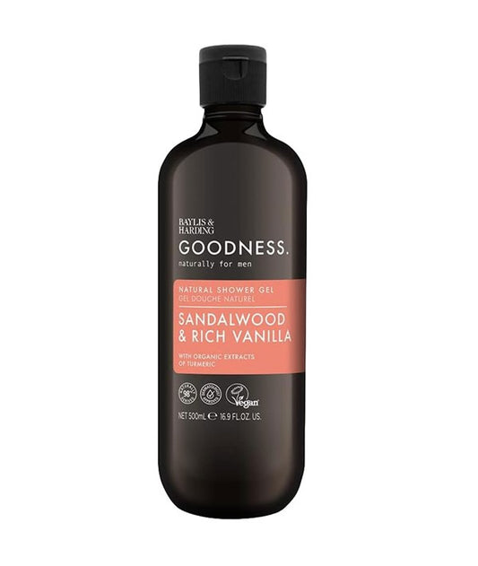 GOODNESS MEN SANDALWOOD AND RICH VANILLA NATURAL SHOWER GEL 500 ml Body Care Asetena Pa 