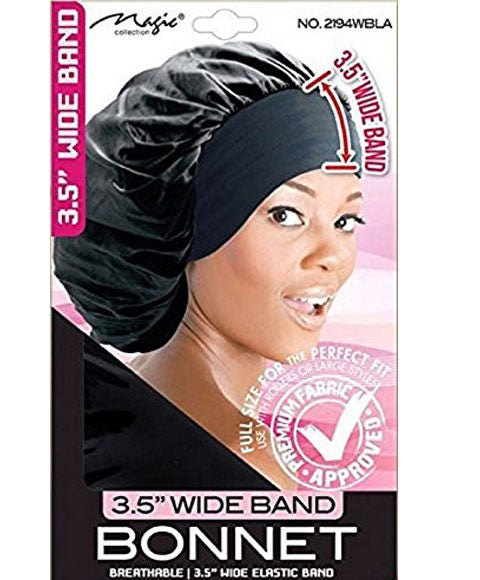 MAGIC COLLECTION WIDE BAND BONNET 2194WBLA X Large Color Black Durags and Caps Asetena Pa 