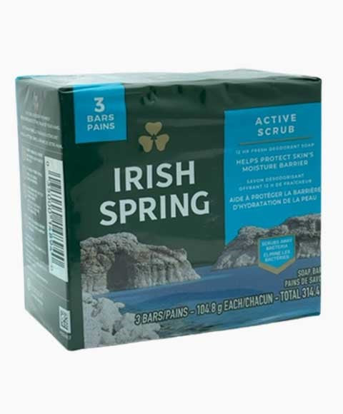IRISH SPRING ACTIVE SCRUB DEODORANT SOAP 104.8 g(Pack Of 3) Body Care Asetena Pa 