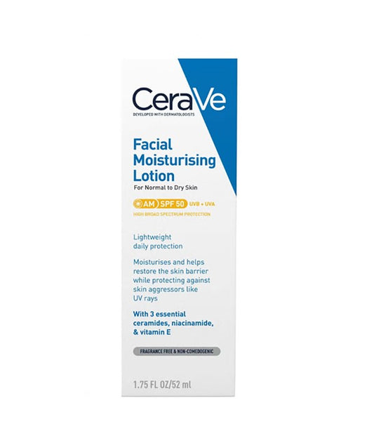 AM FACIAL MOISTURISING LOTION SPF 50 NORMAL TO DRY SKIN 52 ml Skin Treatments Asetena Pa 