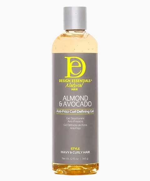 DESIGN ESSENTIALS NATURAL ALMOND AND AVOCADO ANTI FRIZZ CURL DEFINING GEL 345 g Hair Styling Asetena Pa 